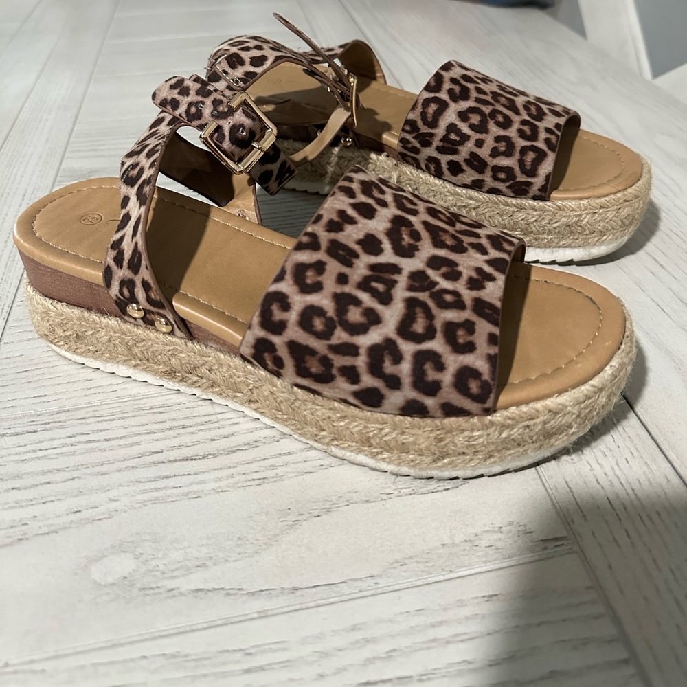 Forever Brown Leopard Espadrille Sandals